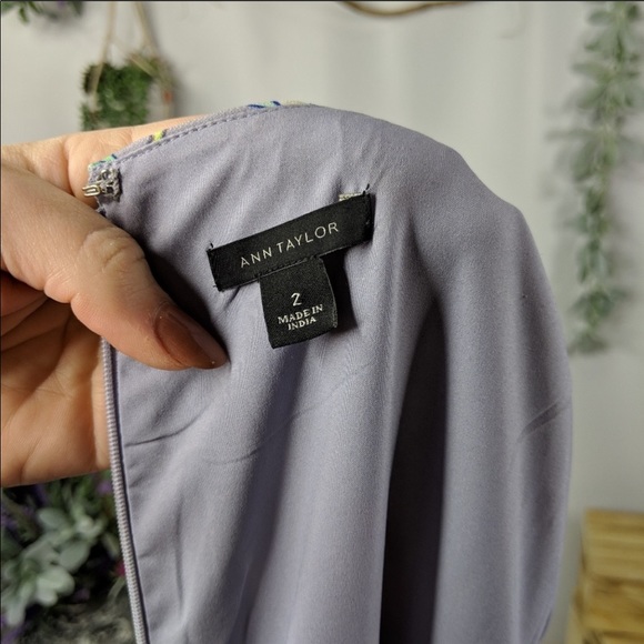 ♻️ANN TAYLOR jungle floral flare dress grey - Picture 7 of 8